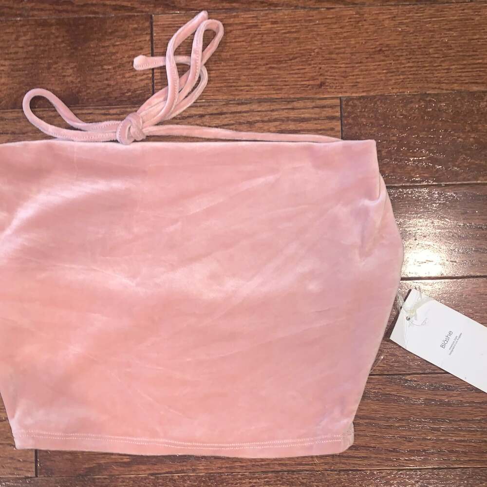 Blashe Pink Velvet Tie-Strap Bandeau Crop Top S NWT‎ | Y2K Trendy Party Top